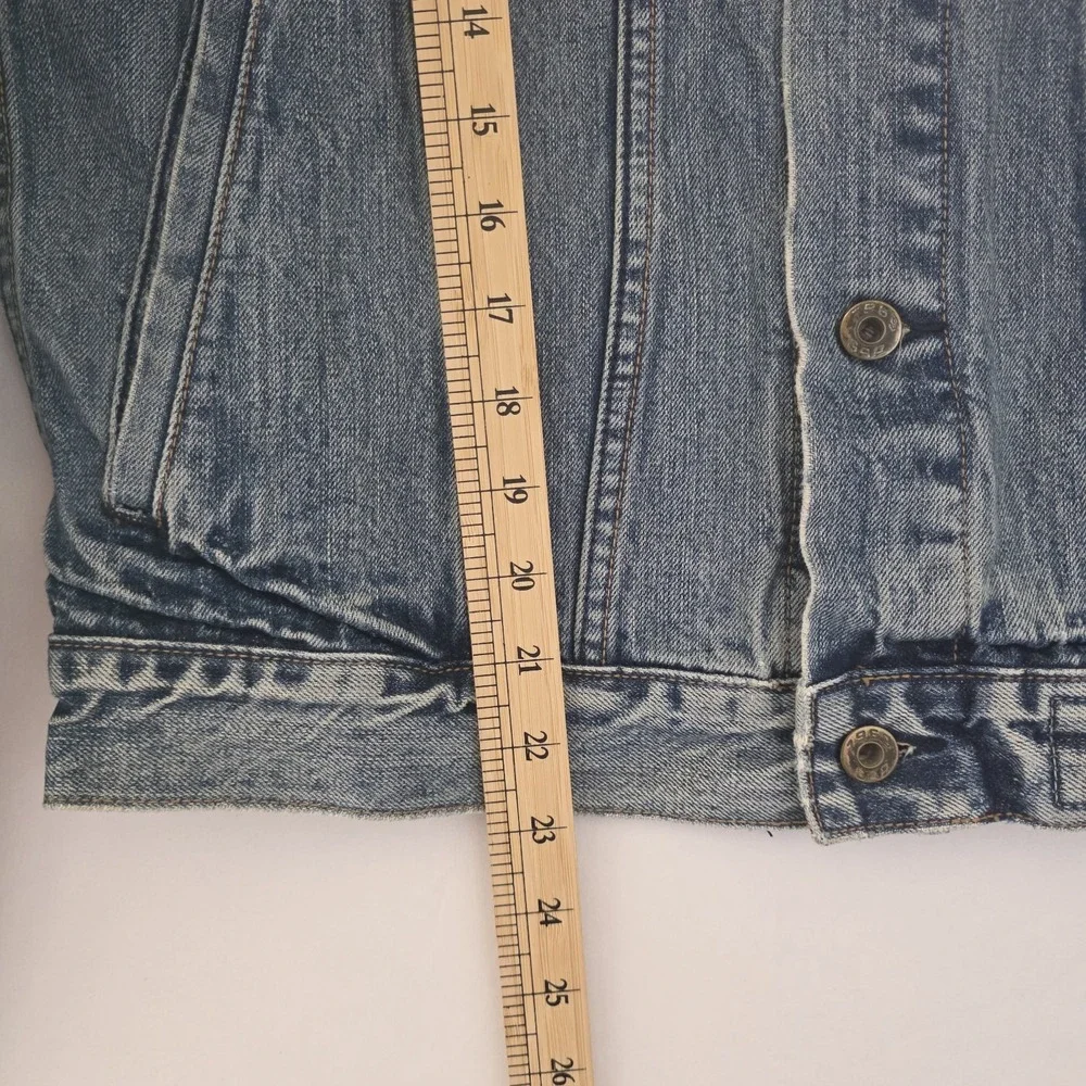 VTG Gap Jeans Jacket Mens Blue Denim Acid Wash 1969 Biker Y2K Trucker Small 40R